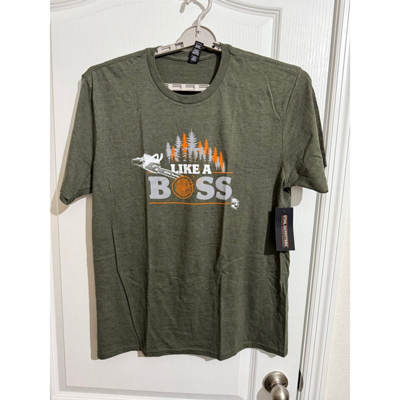 Men's Stihl Outfitters Green Orange 'Like a Boss' Graphic Tee L - Picture 1 of 10
